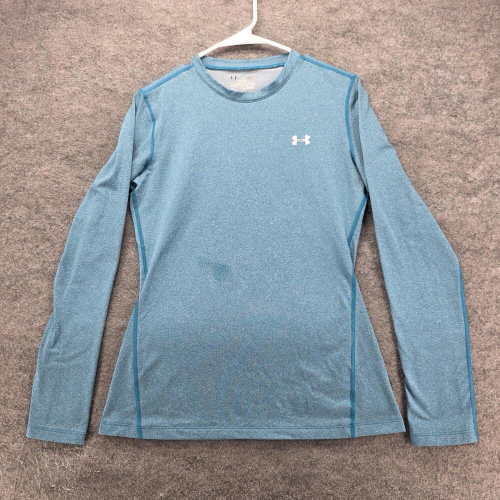 Under Armour Shirt Womens Large Blue ColdGear Fitted Long Sleeve Athletic Top